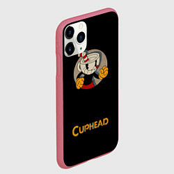 Чехол iPhone 11 Pro матовый Cuphead: Black Mugman, цвет: 3D-малиновый — фото 2