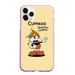 Чехол iPhone 11 Pro матовый Cuphead: Flame Mugman, цвет: 3D-розовый