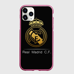 Чехол iPhone 11 Pro матовый FC Real Madrid: Gold Edition, цвет: 3D-малиновый