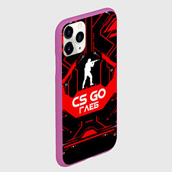 Чехол iPhone 11 Pro матовый CS:GO - Глеб, цвет: 3D-фиолетовый — фото 2