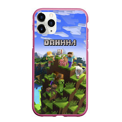 Чехол iPhone 11 Pro матовый Майнкрафт: Даниил, цвет: 3D-малиновый