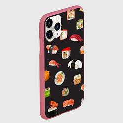 Чехол iPhone 11 Pro матовый Планета суши, цвет: 3D-малиновый — фото 2