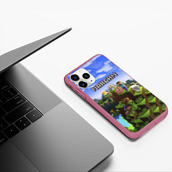 Чехол iPhone 11 Pro матовый Майнкрафт: Максим, цвет: 3D-малиновый — фото 2