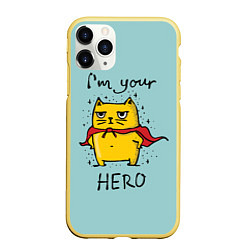 Чехол iPhone 11 Pro матовый I'm your Hero, цвет: 3D-желтый