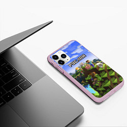 Чехол iPhone 11 Pro матовый Руслан - Minecraft, цвет: 3D-розовый — фото 2