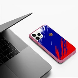 Чехол iPhone 11 Pro матовый RUSSIA SPORT, цвет: 3D-малиновый — фото 2