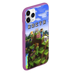 Чехол iPhone 11 Pro матовый Minecraft: Настя, цвет: 3D-фиолетовый — фото 2