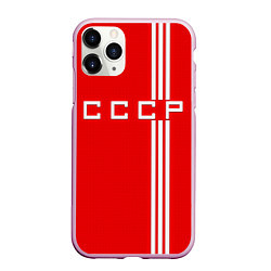 Чехол iPhone 11 Pro матовый Cборная СССР, цвет: 3D-розовый