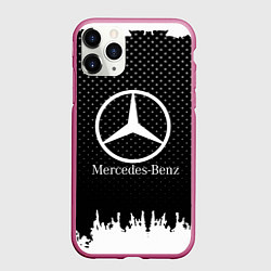 Чехол iPhone 11 Pro матовый Mercedes-Benz: Black Side, цвет: 3D-малиновый