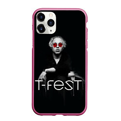 Чехол iPhone 11 Pro матовый T-Fest: Black Style, цвет: 3D-малиновый