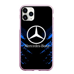 Чехол iPhone 11 Pro матовый Mercedes-Benz: Blue Anger, цвет: 3D-розовый