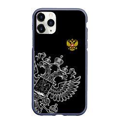 Чехол iPhone 11 Pro матовый Russia: Black Edition, цвет: 3D-серый