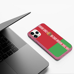 Чехол iPhone 11 Pro матовый Беларусь, цвет: 3D-малиновый — фото 2