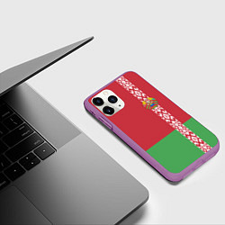 Чехол iPhone 11 Pro матовый Беларусь, цвет: 3D-фиолетовый — фото 2