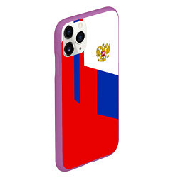 Чехол iPhone 11 Pro матовый Russia: Geometry Tricolor, цвет: 3D-фиолетовый — фото 2