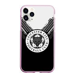 Чехол iPhone 11 Pro матовый FC Leicester City: Black Style, цвет: 3D-розовый