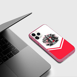 Чехол iPhone 11 Pro матовый Победи или умри, цвет: 3D-малиновый — фото 2