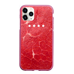 Чехол iPhone 11 Pro матовый Мясо 100%, цвет: 3D-малиновый