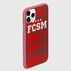 Чехол iPhone 11 Pro матовый Футбольная клетка, цвет: 3D-малиновый — фото 2