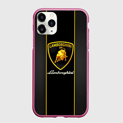 Чехол iPhone 11 Pro матовый Lamborghini Luxury, цвет: 3D-малиновый