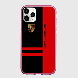 Чехол iPhone 11 Pro матовый Porsche: Red Sport, цвет: 3D-малиновый