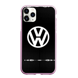 Чехол iPhone 11 Pro матовый Volkswagen: Black Abstract, цвет: 3D-розовый