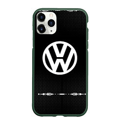 Чехол iPhone 11 Pro матовый Volkswagen: Black Abstract, цвет: 3D-темно-зеленый