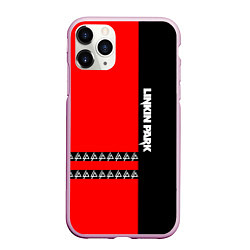 Чехол iPhone 11 Pro матовый Linkin Park: Red & Black, цвет: 3D-розовый