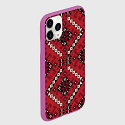 Чехол iPhone 11 Pro матовый Славянский орнамент: красный, цвет: 3D-фиолетовый — фото 2