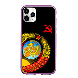 Чехол iPhone 11 Pro матовый Герб СССР, цвет: 3D-фиолетовый