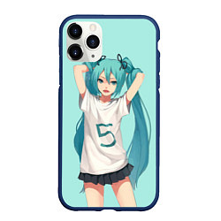 Чехол iPhone 11 Pro матовый Hatsune Miku, цвет: 3D-тёмно-синий