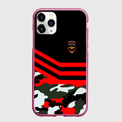 Чехол iPhone 11 Pro матовый Полиция: Камуфляж, цвет: 3D-малиновый
