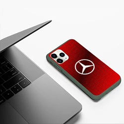 Чехол iPhone 11 Pro матовый Mercedes: Red Carbon, цвет: 3D-темно-зеленый — фото 2