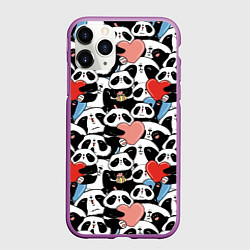 Чехол iPhone 11 Pro матовый Funny Pandas, цвет: 3D-фиолетовый