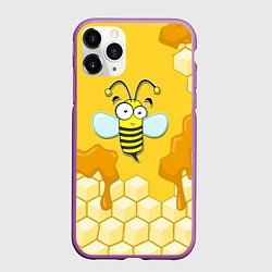 Чехол iPhone 11 Pro матовый Веселая пчелка, цвет: 3D-фиолетовый