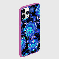 Чехол iPhone 11 Pro матовый Синяя хохлома, цвет: 3D-фиолетовый — фото 2