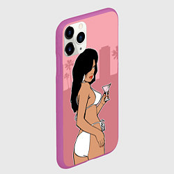 Чехол iPhone 11 Pro матовый GTA VC: Girl with Martini, цвет: 3D-фиолетовый — фото 2