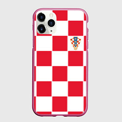 Чехол iPhone 11 Pro матовый Сборная Хорватии: Домашняя ЧМ-2018, цвет: 3D-малиновый
