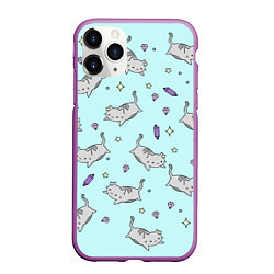 Чехол iPhone 11 Pro матовый Кавайные котики, цвет: 3D-фиолетовый