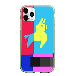 Чехол iPhone 11 Pro матовый Цветная Лама, цвет: 3D-салатовый