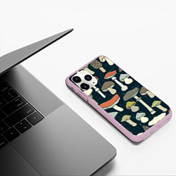 Чехол iPhone 11 Pro матовый Грибной лес, цвет: 3D-розовый — фото 2