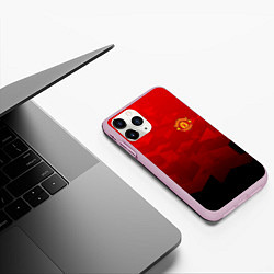 Чехол iPhone 11 Pro матовый FC Man UTD: Red Poly, цвет: 3D-розовый — фото 2