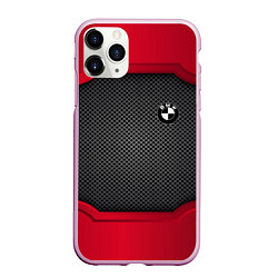 Чехол iPhone 11 Pro матовый BMW: Carbon Inside, цвет: 3D-розовый