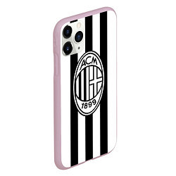 Чехол iPhone 11 Pro матовый AC Milan: Black & White, цвет: 3D-розовый — фото 2