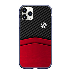 Чехол iPhone 11 Pro матовый Volkswagen: Red Carbon, цвет: 3D-серый