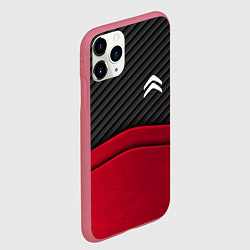 Чехол iPhone 11 Pro матовый Citroen: Red Carbon, цвет: 3D-малиновый — фото 2