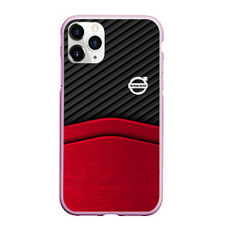 Чехол iPhone 11 Pro матовый Volvo: Red Carbon, цвет: 3D-розовый