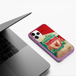 Чехол iPhone 11 Pro матовый FC Liverpool: Old Style, цвет: 3D-фиолетовый — фото 2