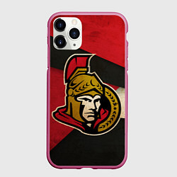 Чехол iPhone 11 Pro матовый HC Ottawa Senators: Old Style, цвет: 3D-малиновый