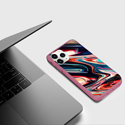 Чехол iPhone 11 Pro матовый Разноцветные краски, цвет: 3D-малиновый — фото 2